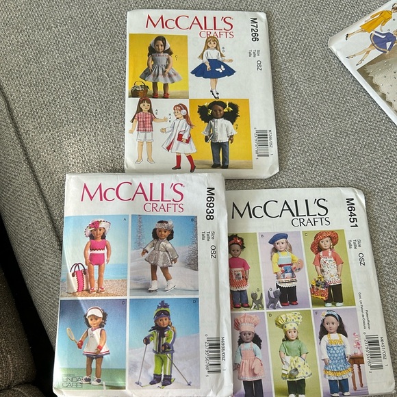 3 McCall’s doll clothes patterns - Picture 1 of 6